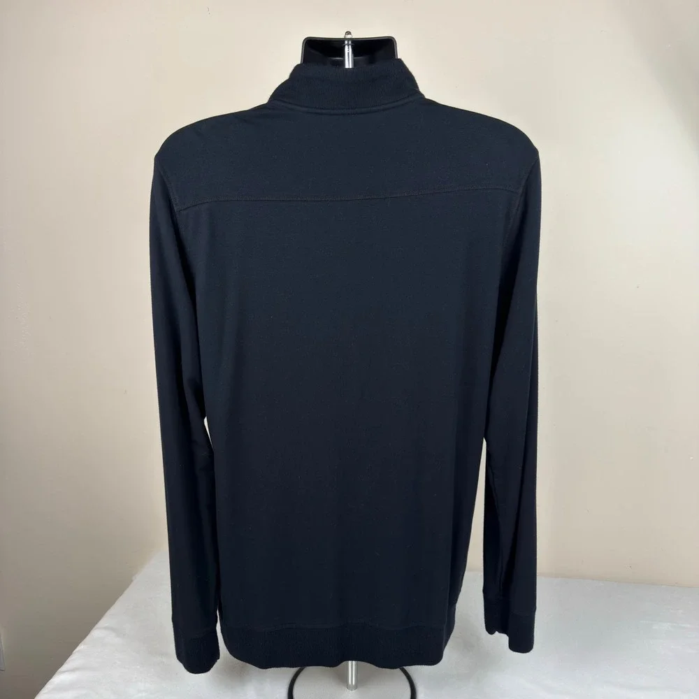 Travis Mathew Mens Black Quarter Zip Pullover Crown Royal Logo Fleece Large